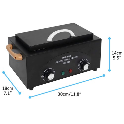 QUTUNI High Temperature Metal Tool Cleaning Box, 1.5L Dry Heat Box with Adjustable Temperature and Time for Nail Barber Tattoo Metal Equipment Cleaning (Black)