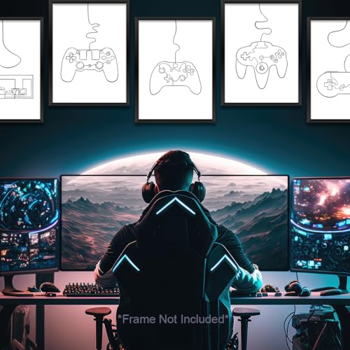 8 Pcs Gaming Wall Art Prints - Boys Room Decor Posters for Game Room & Office