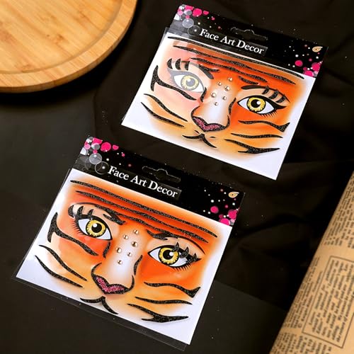 Halloween Tiger Face Stickers Set for Face Makeup - One Size Fits All - 04.halloween-tiger