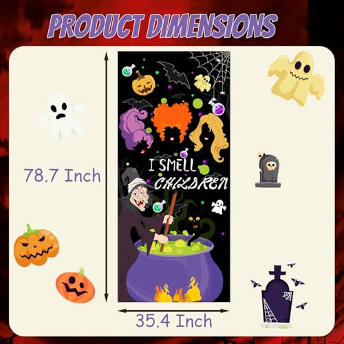 Halloween Door Cover - Large Fabric Witch & Spell Banner for Front Door Decor