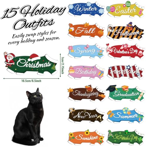 Interchangeable Welcome Sign with Black Cat & Seasonal Wreaths - Landscape, Magnetic Door Decor