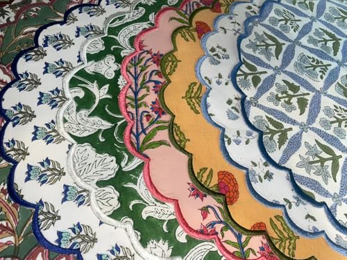 Pack of 4 15-Inch Round Cotton Placemat Sets - Assorted Floral Designs