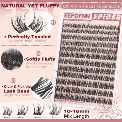 E01 Fluffy Spider Lash Clusters DD Curl Natural Eyelash Extensions - Only Lash Variation