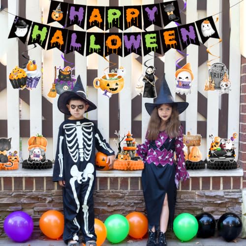 Black Halloween Decorations Outdoor Indoor Party Supplies Boo Banner Balloons