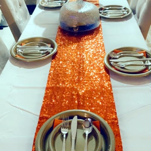 Orange Sequin Table Runners - Set of 12, 12x108 Inches, Fall & Holiday Decor - Variation of THIS listing 12