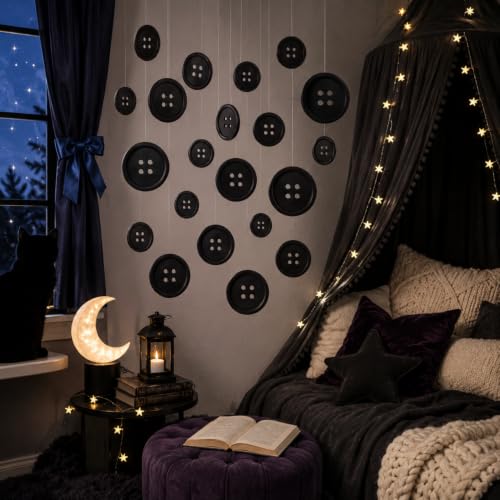 Button Decoration Set - Black 15cm, 20cm, 25cm - Hanging Banner Craft Kit