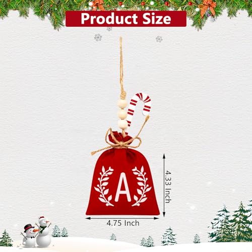 Personalised Red Monogram Christmas Ornament Bag - Letter L Holiday Decor
