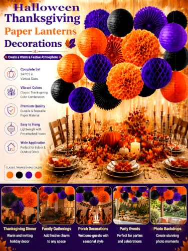 21PCS Halloween Paper Lanterns and Decorations Set for Indoor & Outdoor Party