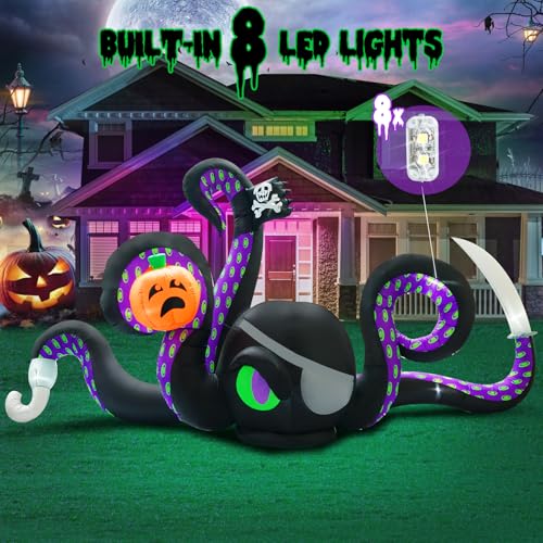 13Ft Halloween Inflatable Giant Octopus Black Sticky Pumpkin LED Light - Outdoor Yard Decor - Variation of THIS Listing