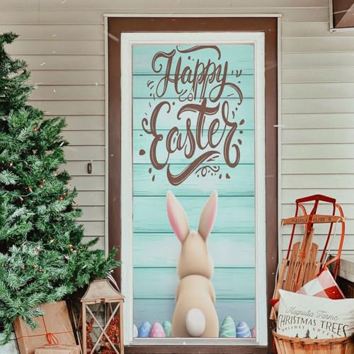 Easter Bunny Door Cover - Cute Bunny Holiday Door Decoration 32x79in - Bunny2 Variation
