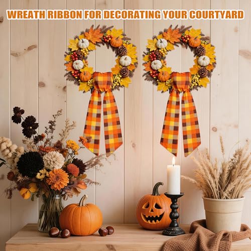 Autumn Wreath Sash Set - 4 Pieces Fall Front Door Decor & Garland