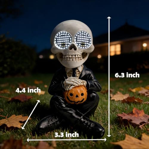 Halloween Skeleton Statue with LED Eyes - Cheerful Skeleton Figurine for Indoor Decor - Variation: Skeleton