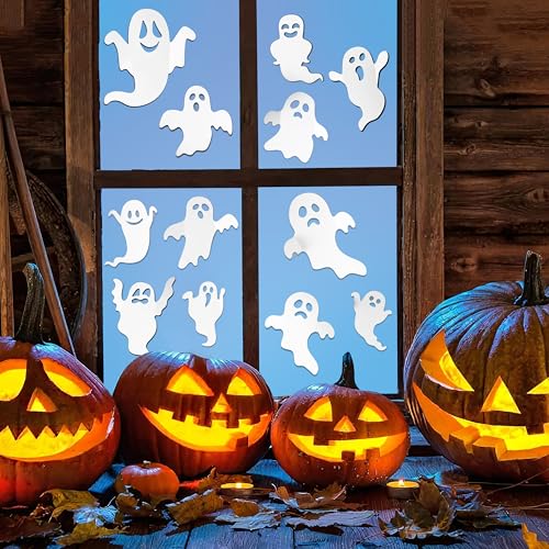 24Pcs Halloween Ghost Wall Stickers - 3D Reusable Spooky Decals for Home & Party