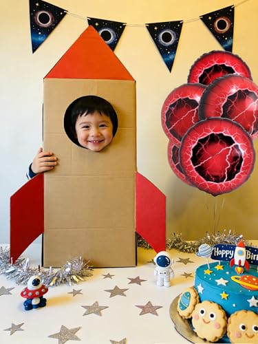 Upside Down Red Portal Eyeball Balloons for Stranger Things Party - Creepy Lightning Design, 6 Pack