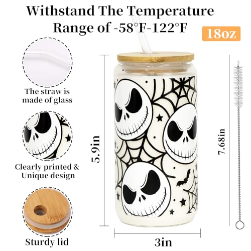 Halloween Spooky Tumbler with Lid & Straw - 18oz Nightmare Design - Web Variation
