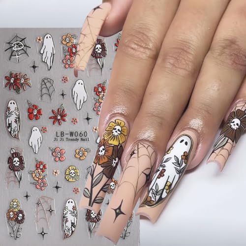 Halloween Nail Stickers Set - Spooky Ghost Pumpkin Design, Color-26