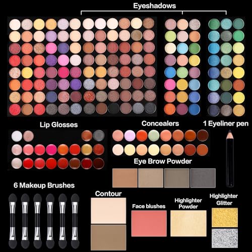 All in One Makeup Kit - Professional Eyeshadow, Lip Gloss, Concealer, Eyeliner, Contour, Brushes - Variation 05