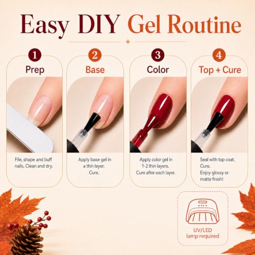 Beetles Fall Gel Nail Polish Set - Cozy Campfire Variation, 20 Autumn Colors