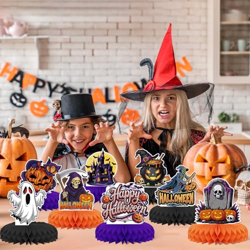 Halloween Honeycomb Table Centerpieces - 9 Pack Party Decorations