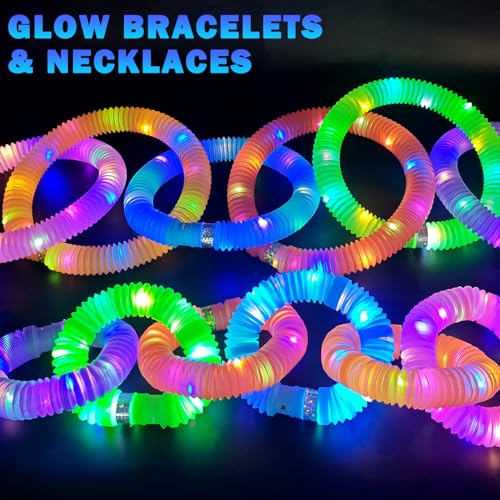Halloween Light Up Party Favors 24PCS Glow Stick Bracelets & Necklaces - Kids Safe
