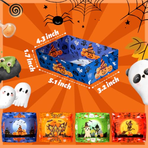 Halloween Paper Food Trays 60 PCS Double-Sided Ghost Pumpkin Witches