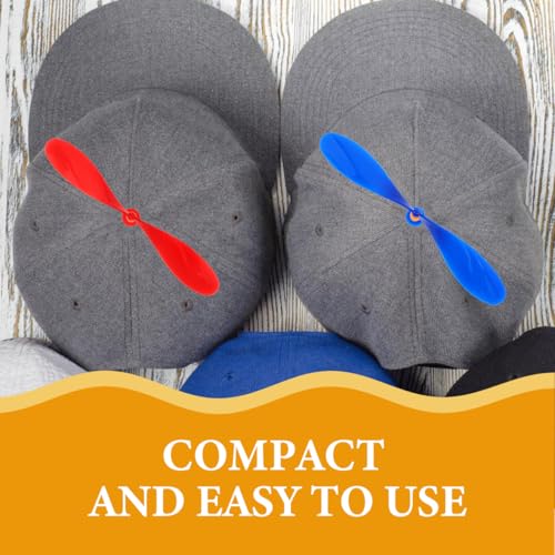 Propeller Hat Accessories 2 Pairs Red & Blue Plastic Spinner Hat Decorations