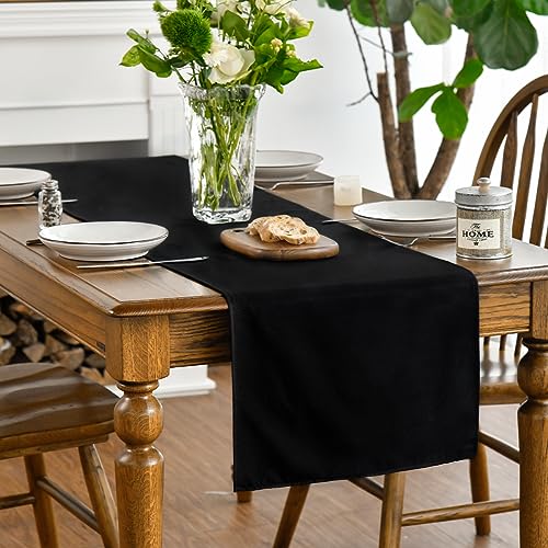 Black Table Runner 13x72 Inch Seasonal Halloween Washable Kitchen Decor