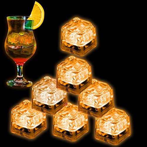 Orange LED Ice Cubes for Drinks 96 PCS Liquid Activated Waterproof Party Decor