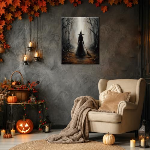 Gothic Witch Halloween Wall Art - Dark Moody Halloween Wall Decor - Art-4