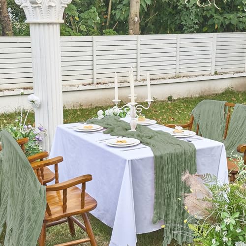 Sage Green Cheesecloth Table Runner 10Ft 10 Pack for Weddings & Parties - IVAPUPU