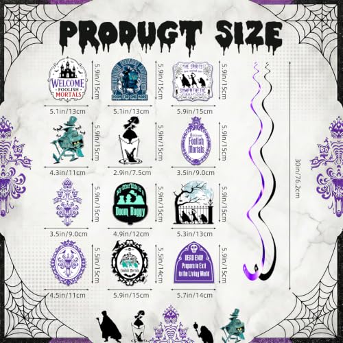 Halloween Haunted Party Decorations Banner & Swirls Set - Black Glitter Welcome Mortals