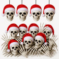 Gothic Skeleton Christmas Ornaments Set - Skull and Hand Decorations, 24 Pieces