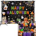 8X6FT Halloween Haunted House Banner with Ghosts & Pumpkins - Spooky Party Backdrop