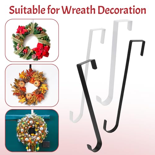 Narrow Style 12-Inch Black Wreath Hanger - 2 Pack for Front Door