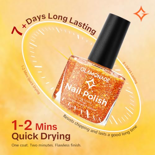 Fall Nail Polish Set - 12 Autumn Colors with Glitter - Pumpkin Orange, Burgundy & Burnt Orange - Fall Pumpkins Variation