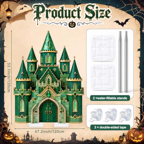 Green Castle Cardboard Cutout - 4.5 ft Halloween Wizard Party Decor - Life Size Photo Booth Standee