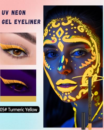 Orange UV Neon Eyeliner Pencil - Halloween Rainbow Colored Eye Makeup - B05