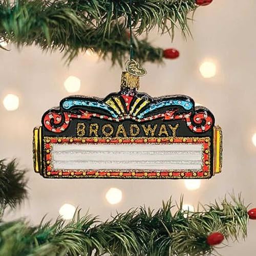 Broadway Marquee Glass Christmas Ornament - Handcrafted Holiday Tree Decoration - Drama Collection