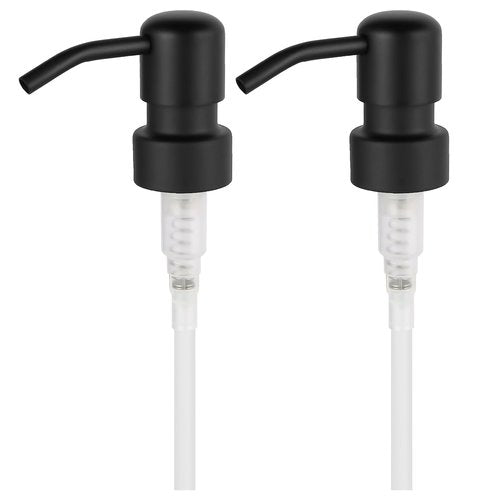 2PCS Stainless Steel Black Soap and Lotion Dispensers Pump Replacement,Smooth Action Replacement for Round 1.1in (28 mm) Neck Bottles,Rust Proof&Leak Proof