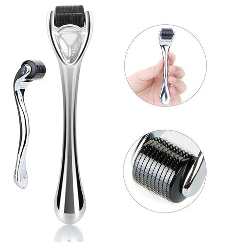 Derma Roller Microneedling Roller for Face Body Beard - 540 Titanium 0.25mm Microneedle Roller for Home Use
