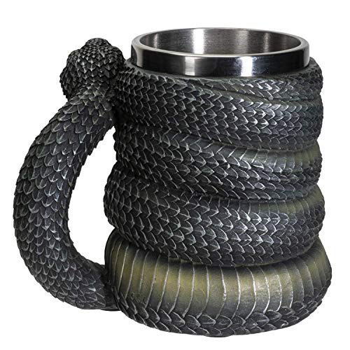 Serpent Snake Coffee Mug 16 fl oz with Removable Stainless Steel Insert - Green Anaconda Drinkware