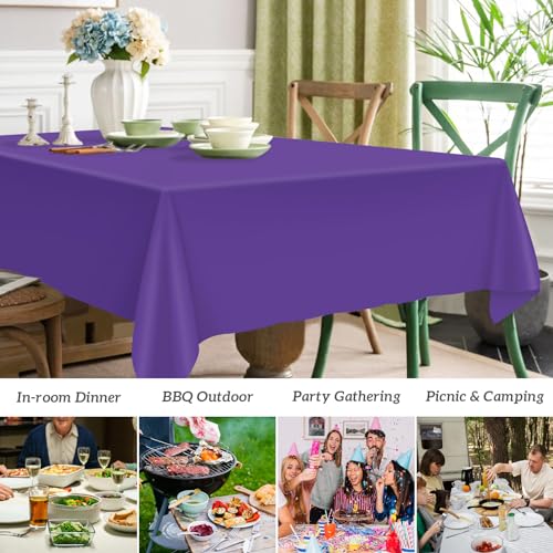 Purple Disposable Tablecloth Set - 54 x 108 Inch, 12 Pcs, Waterproof & Elegant