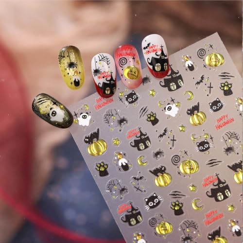 Halloween Nail Stickers Pumpkin Ghost Cat Self-Adhesive Decals - Color63