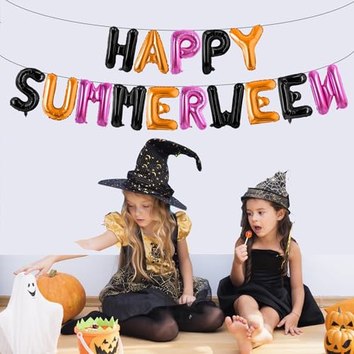 Summer Halloween Foil Balloon Banner - Tropical Beach Party Decorations