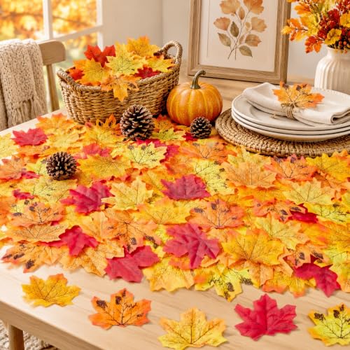 Fall Leaves Fake Maple Leaves Set - Fall-a, 400pcs Autumn Decor