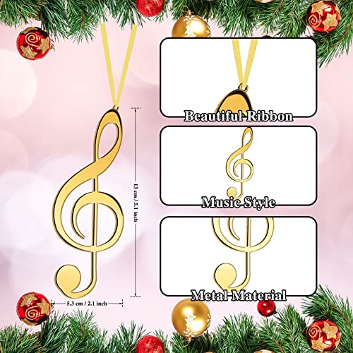 Gold Christmas Music Note Ornaments - 24 Pack Treble Clef Hanging Decorations