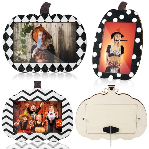 Halloween Pumpkin Picture Frame Set - Fall Table Decor, 3 Pieces, Simple Style