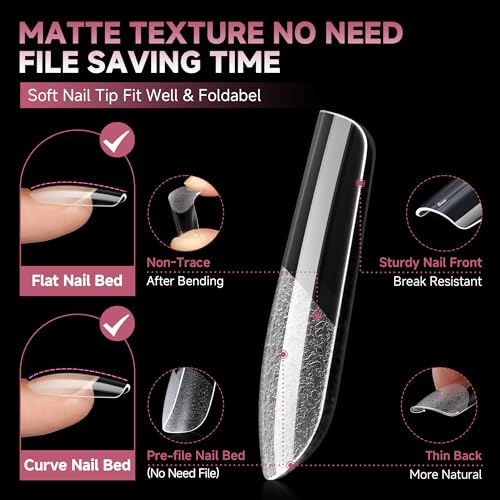 UNA GELLA Medium Square Gel Nail Tips Full Set - A01-Medium Square Variant