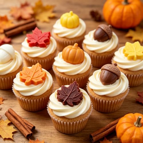 Orange Fall Thanksgiving Silicone Chocolate Mold 3D Pumpkin & Leaf Shapes