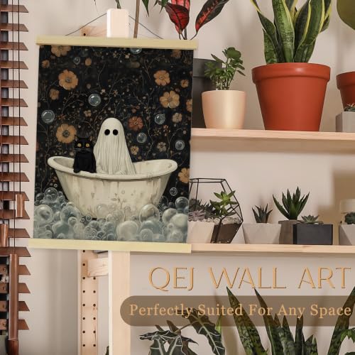Halloween Ghost Canvas Poster with Wooden Frame 12x16 Inch - Variation of Ghost